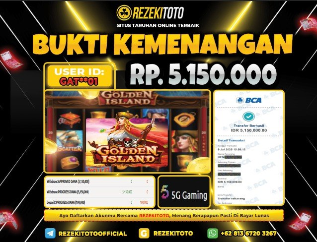 BUKTI KEMENANGAN 09 JULI 2025 GOLDEN ISLAND 5 JUTA 