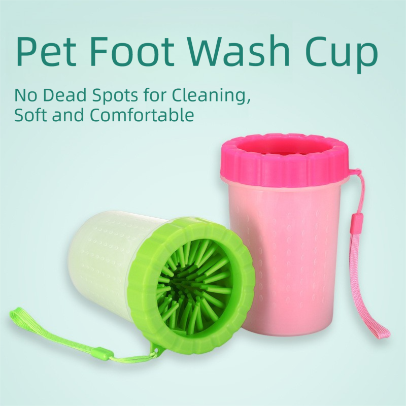 Green Large Size Quick & Easy-Clean Dog Paw Cleaner Cup - PP+TPR Material, Gentle Pet Grooming Tool