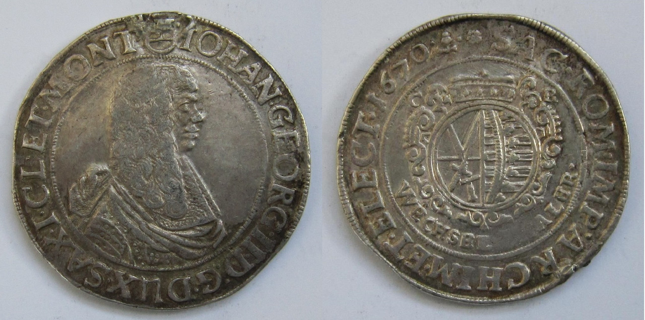 1 Thaler. Juan Jorge II de Sajonia. 1670 1-Thaler-Sajonia-1670