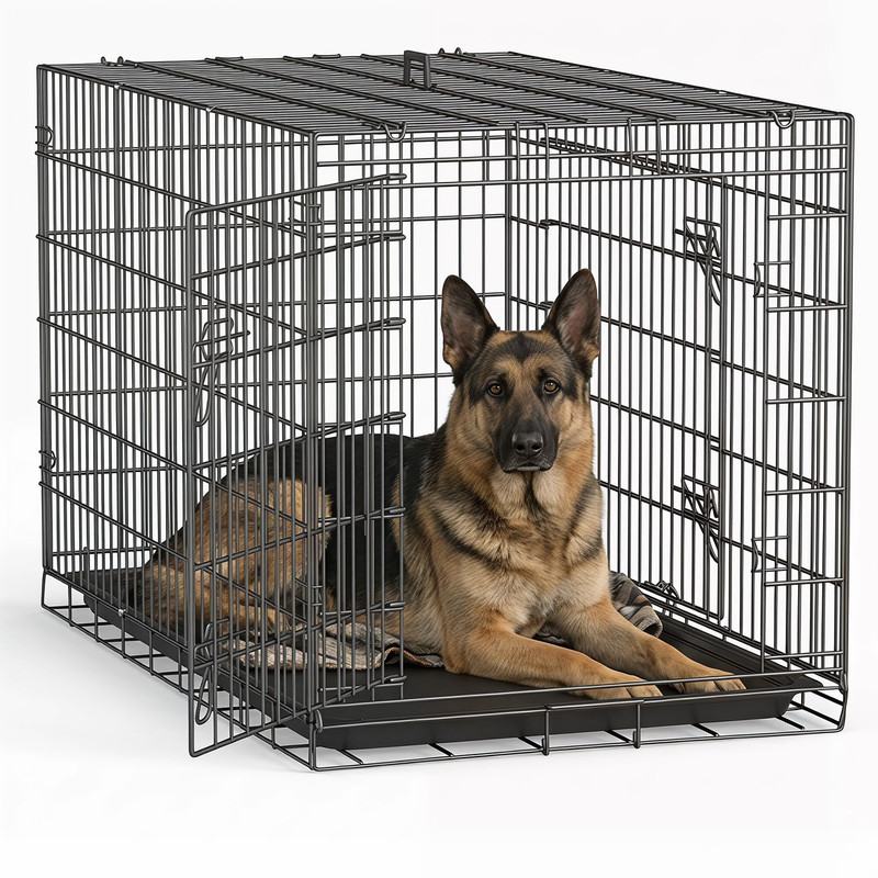 FDW 48-Inch Extra Large Folding Metal Wire Dog Crate Double Door