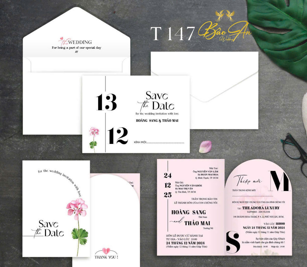Thiệp tone trắng đơn giản (T147)