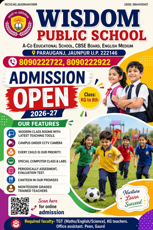 Wisdom Public School Admission Poster 2025-26