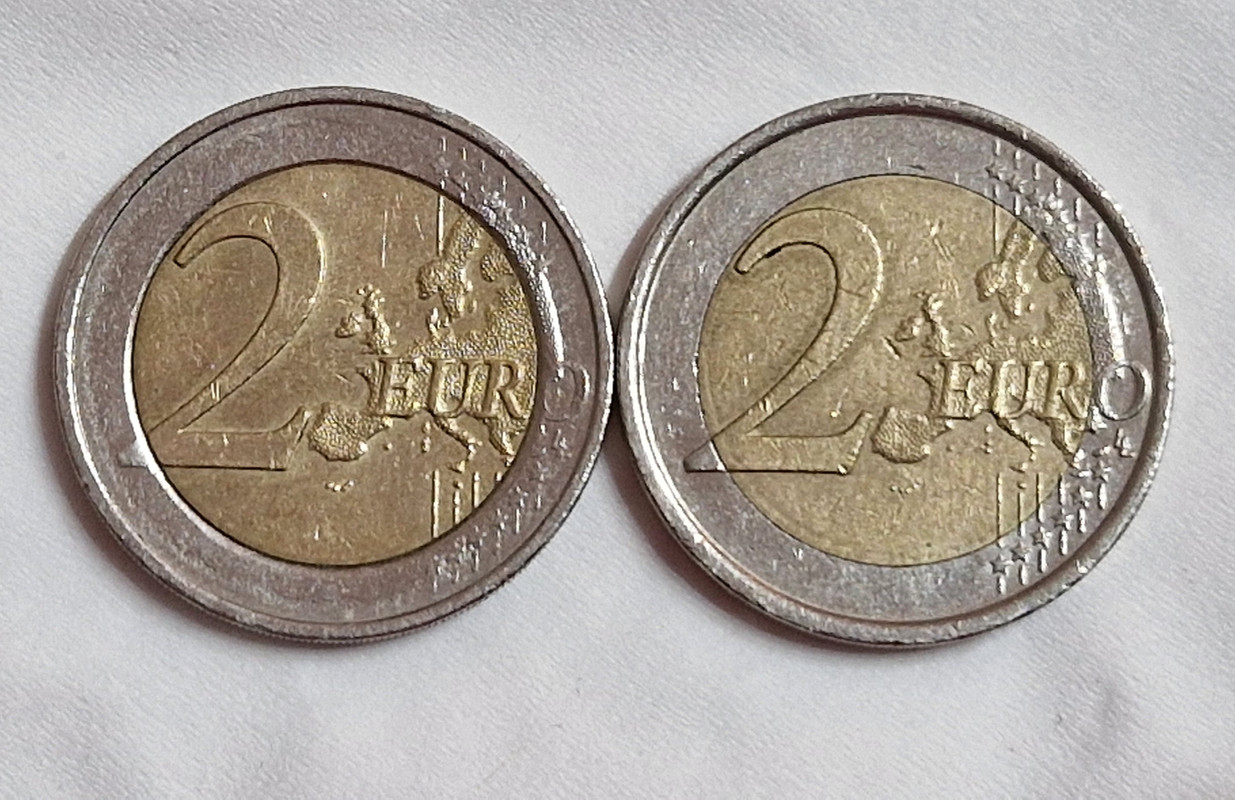 2 Euros con anillo exterior deformado. 2-E-2