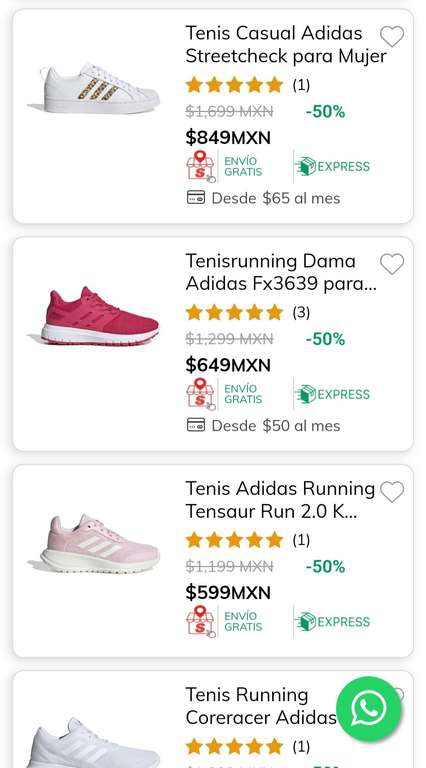 Sears: 50% en calzado Adidas (tenis desde $650) 

