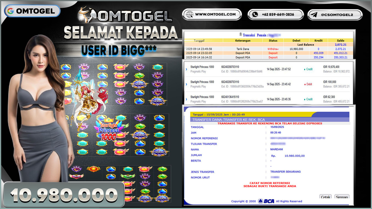 OMTOGEL JACKPOT PRAGMATIC PLAY STARLIGHT PRINCESS 1000 10 JUTA DI BAYAR LUNAS ,-