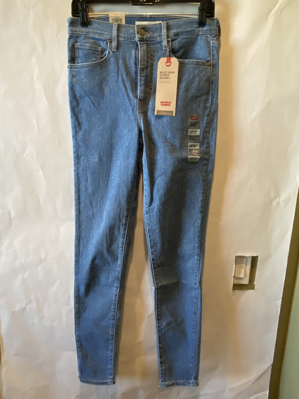 LEVI'S MILE HIGH SUPER SKINNY JEANS WASHED BLUE DENIM WOMENS M