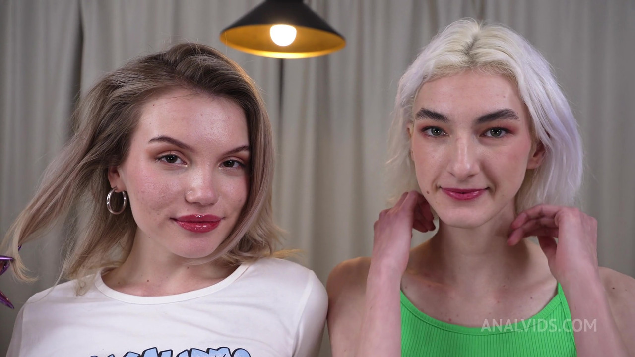 Milka & Mia Cheers   Threesome Two Small Ass and Monster Cock with Gapes and Anal Creampie VG343