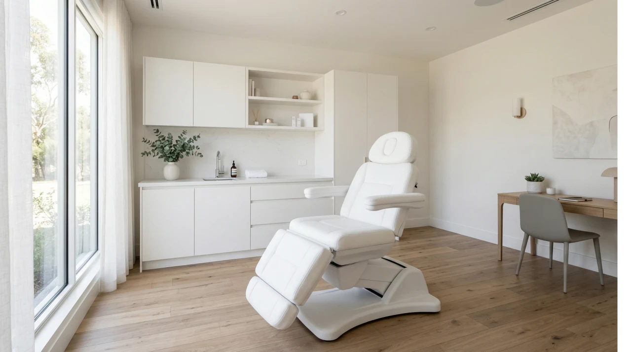 modern clinic interior with neutral tones.