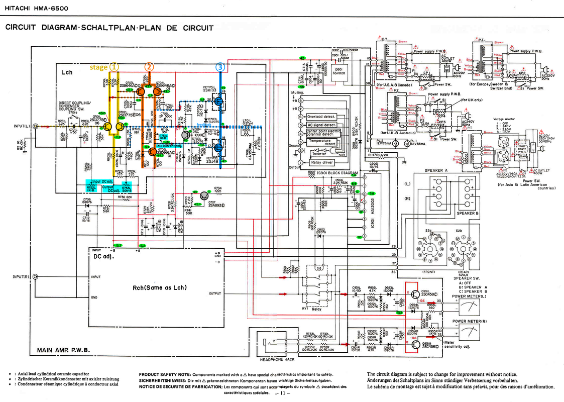 Hitachi HMA-6500 schematic stages and voltages marked v2