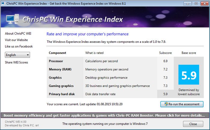 ChrisPC Win Experience Index 5.40 ChrisPC Win Experience Index 5.40