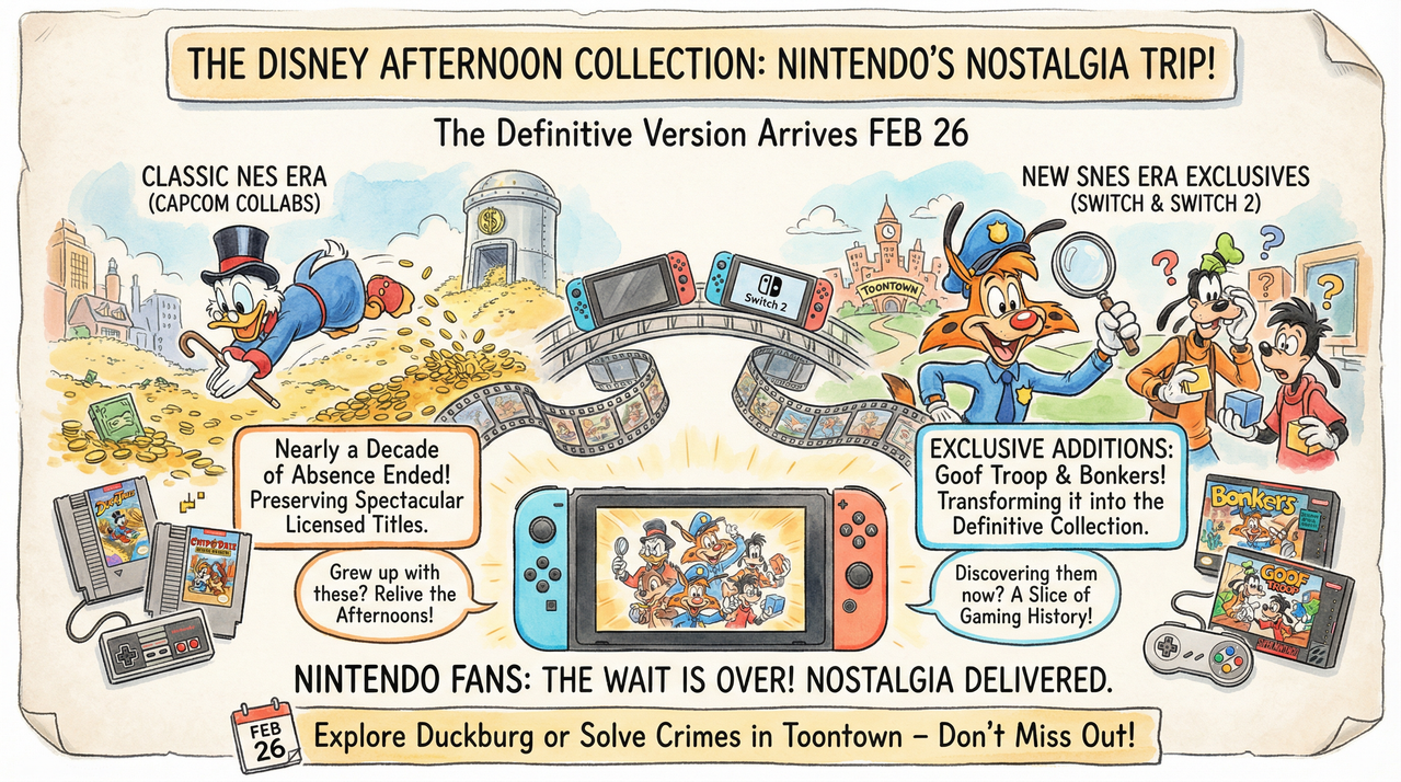 Disney Afternoon Collection Finally Hits Switch After 9 Years With Two Games Nobody Saw Coming 1 Retro gaming console controller on wooden surface with nostalgic lighting