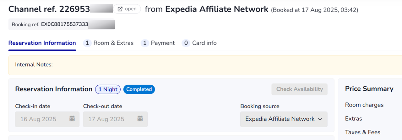 Expedia Booking Screenshot with past check-in date