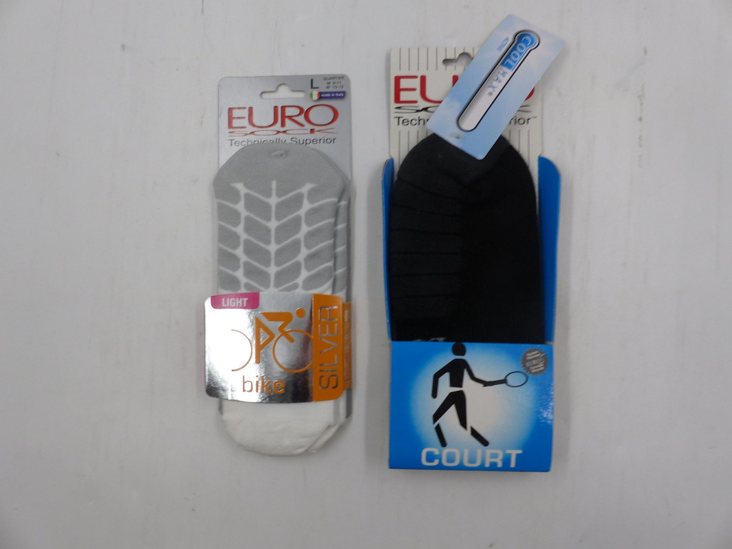 LOT OF 2 EURO SOCK EU202 CYCLE QUARTER & 6812 ACE COOL UNISEX SPORTS SOCKS SZ L