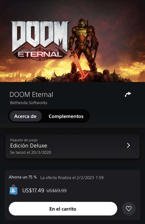 PS Store: Doom Eternal Deluxe Edición - PS4 & PS5 
