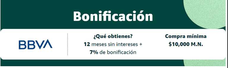Amazon: 7% bonificación con BBVA en compras apartir de 10,000 
