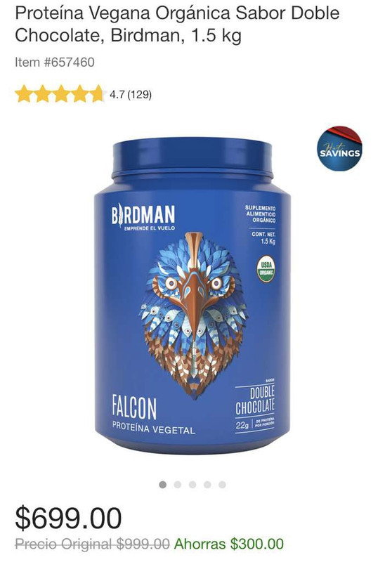 Costco: Proteína Vegana Orgánica Sabor Doble Chocolate, Birdman, 1.5 kg 