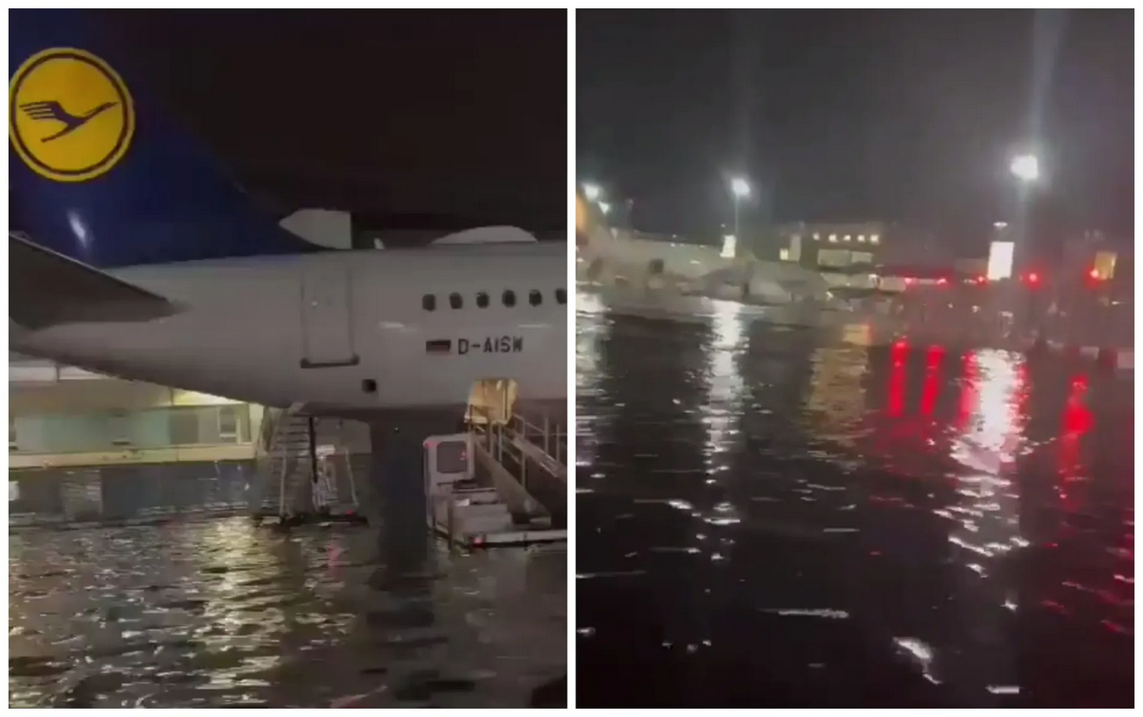 Intensas tormentas inundan el aeropuerto de Frankfurt en Alemania: Video
