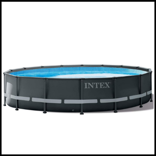 PISCINA ROTONDA GRIGIA FUORITERRA INTEX GRANDE CON SCALETTA E POMPA