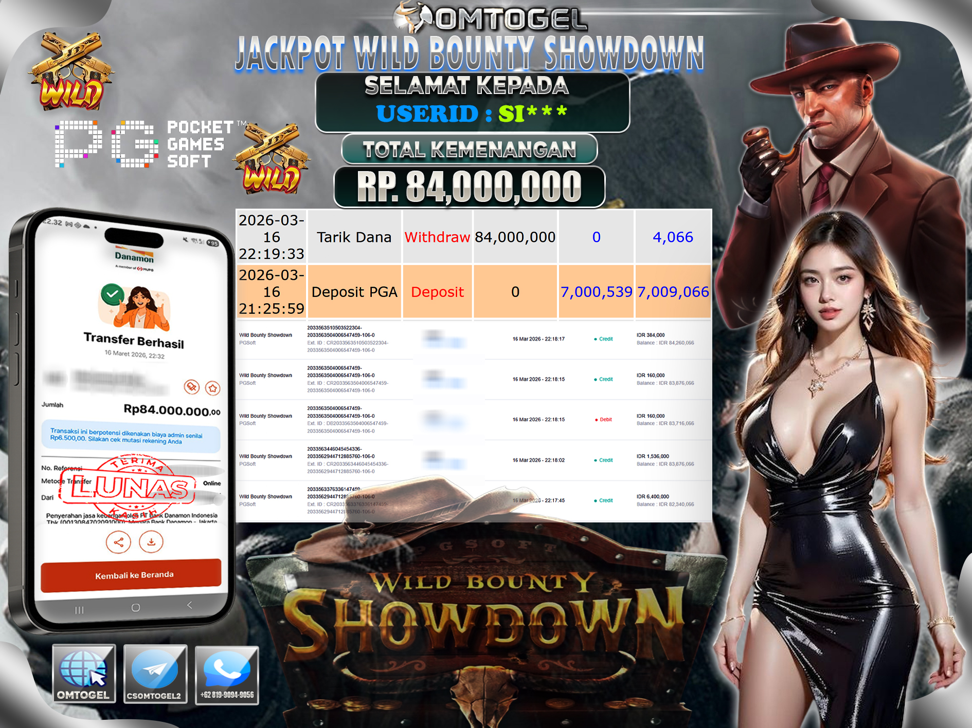 OMTOGEL JACKPOT PGSOFT WILD BOUNTY SHOWDOWN, 84 JUTA DI BAYAR LUNAS ,-