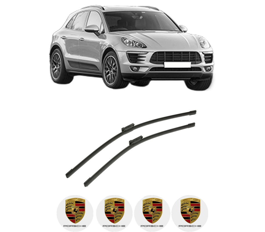 Set stergatoare auto PORSCHE MACAN (95B) din 2014-2021, pentru parbriz auto, 2 bucati, Bosch Aerotwin, din cauciuc siliconat rezistent, 4 Stickere Auto PORSCHE