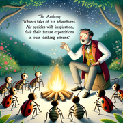 DALL-E-2023-10-24-17-37-51-Illustration-of-a-campfire-scene-in-the-garden-at-night-Sir-Anthony-i