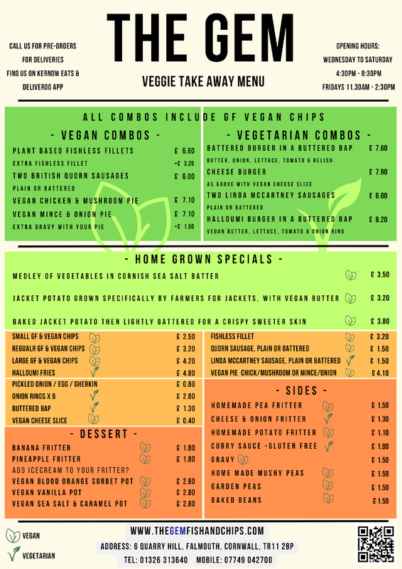 Take Away Veggie Menu (A4 Document)