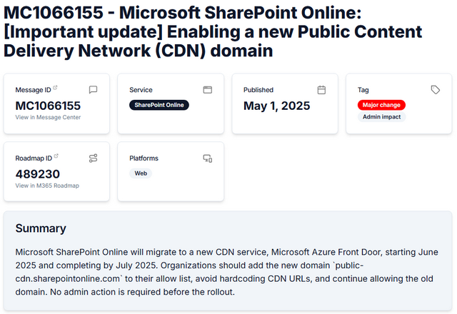 Microsoft SharePoint Online migriert ab Juni 2025 zu neuem CDN