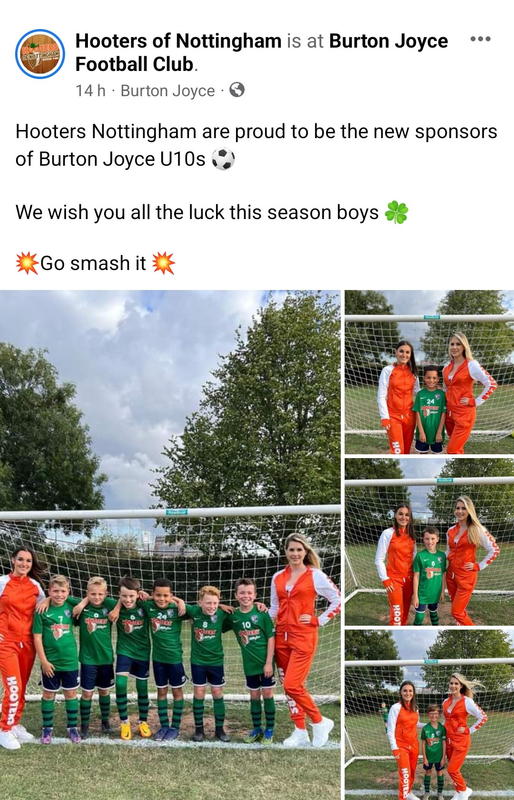 Hooters Nottingham are proud to be the new sponsors of Burton Joyce U10s |  FollowFollow.com