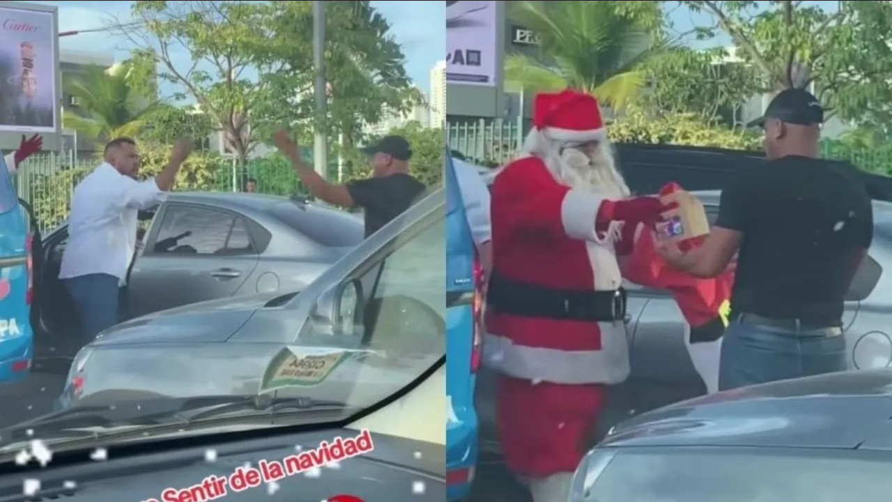 Santa Claus detiene pelea por accidente de tránsito y se hace viral: Video