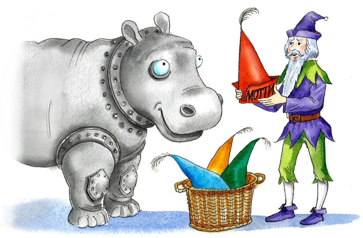 064=Рисунок-64-2Ф = Лестар дарит Мотти колпачок