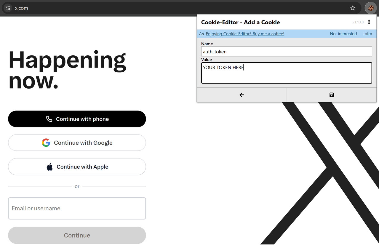 Расширение Cookie Editor