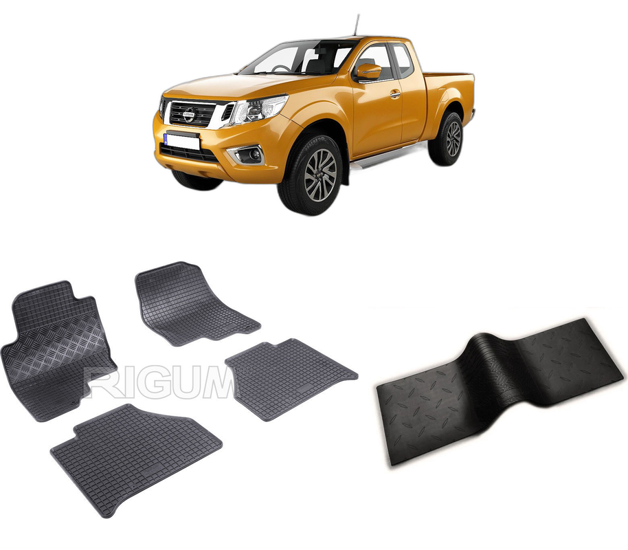 Set covorase auto NISSAN NAVARA LE NEW din 2007-PREZENT, cu covoras tunel median, CAROSERIE PICK-UP, Presuri cauciuc 100%, compatibil cu autoturismul NISSAN NAVARA LE NEW, Rigum