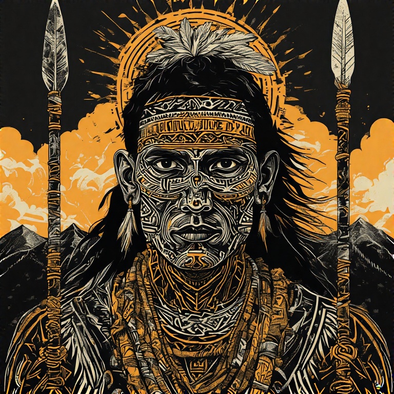 A-tribal-warrior-in-woodcut-st-56