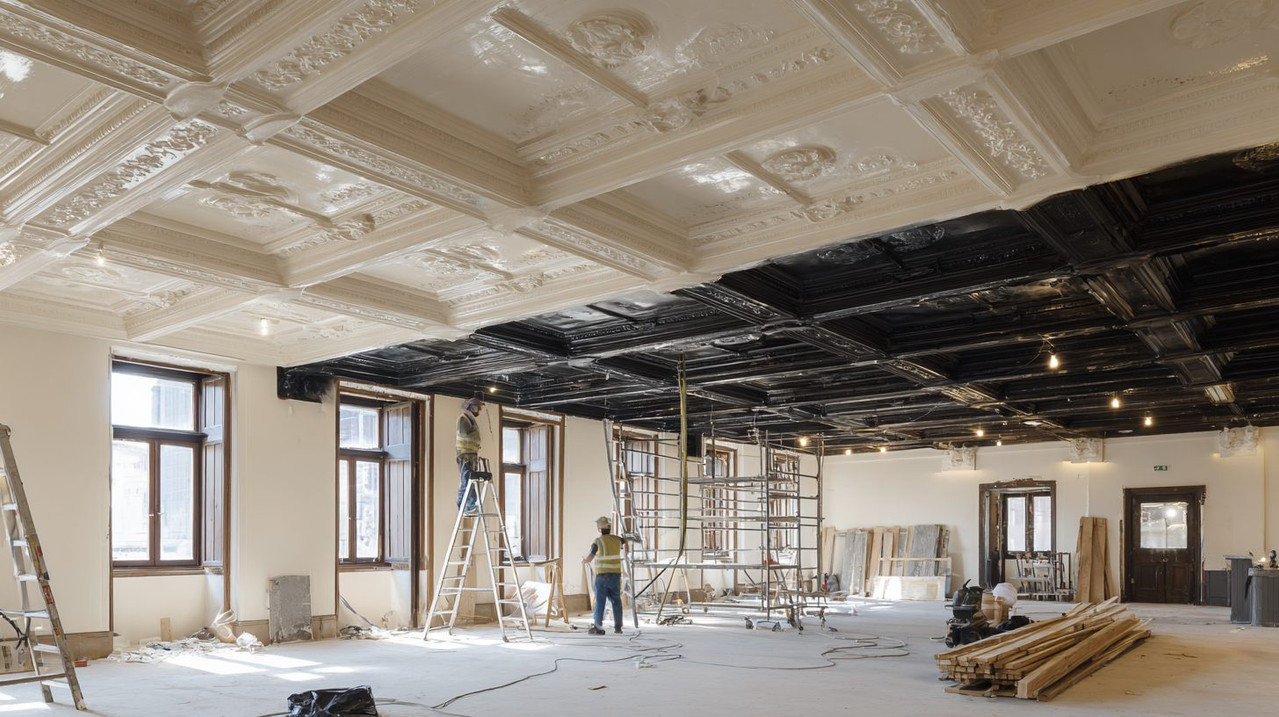 Чистка копоти на разных типах потолков