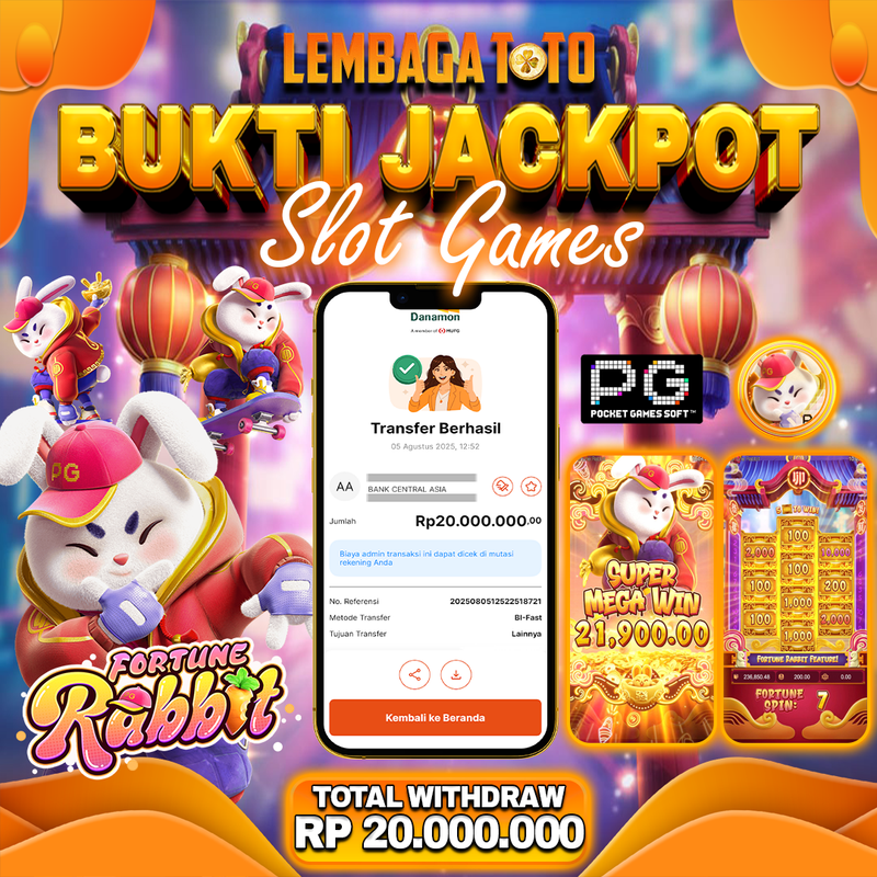 BUKTI JACKPOT 06 AGUSTUS LEMBAGATOTO RABBIT FORTUNE  Rp.20.000.000,- LUNAS