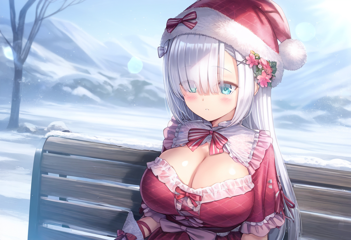 1girl, ks (xephyrks), ohlia, {kobayashi ritz}, reoen, [[liduke]],{{{{santa hat,  s-2022110291