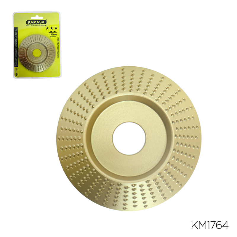 DISCO AMOLADORA ANGULAR PARA TALLA MADERA "KAMASA" 100MM TIPO INCLINADO Y COLOR ORO