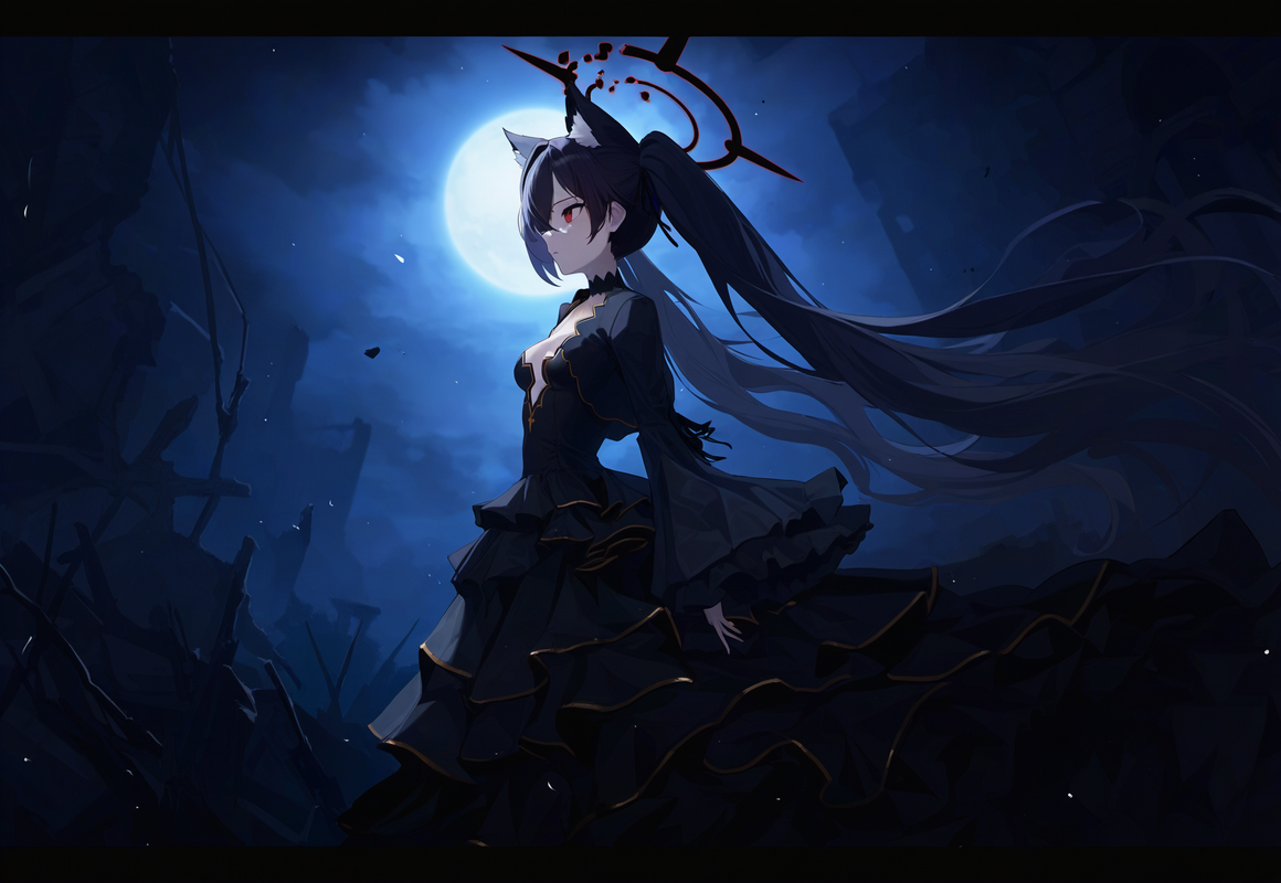 1girl, serika, [[shiroko terror]], [[blue archive]],  scenery, from side, from b s-2521458091