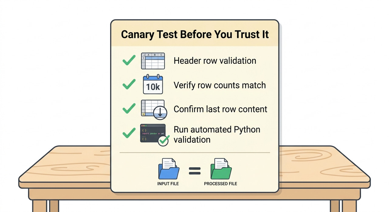 Fix ChatGPT Projects Guessing CSV Contents (2026) 3 Canary test checklist for a ChatGPT project CSV: header row, row count, last row and Python proof the file opened