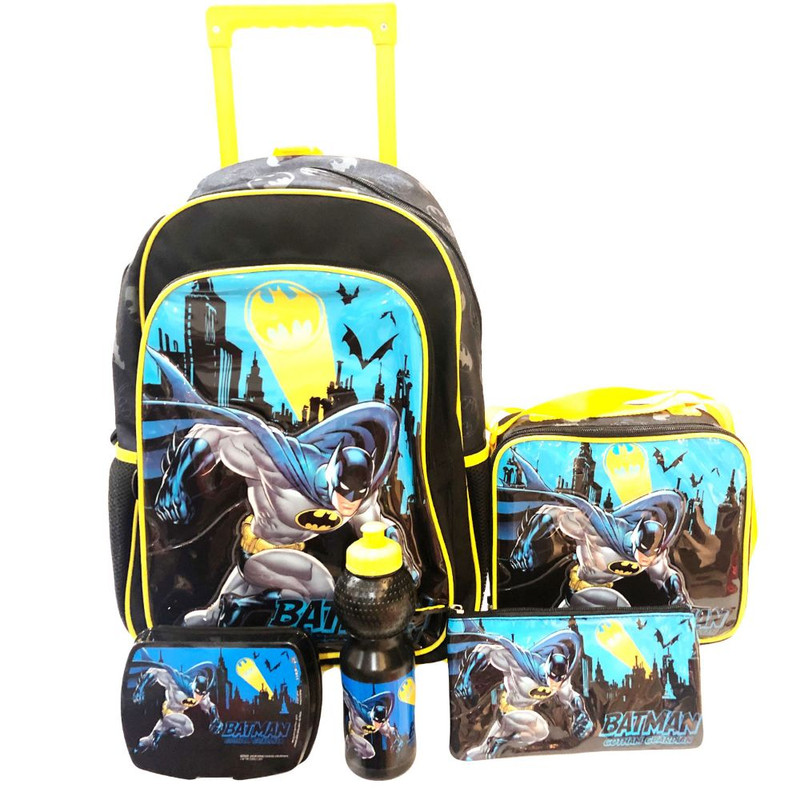 Batman 5n1 Set, 16" Trolley, Lunch Bag, Pencil Case, Lunch Box, Squeeze Bottle