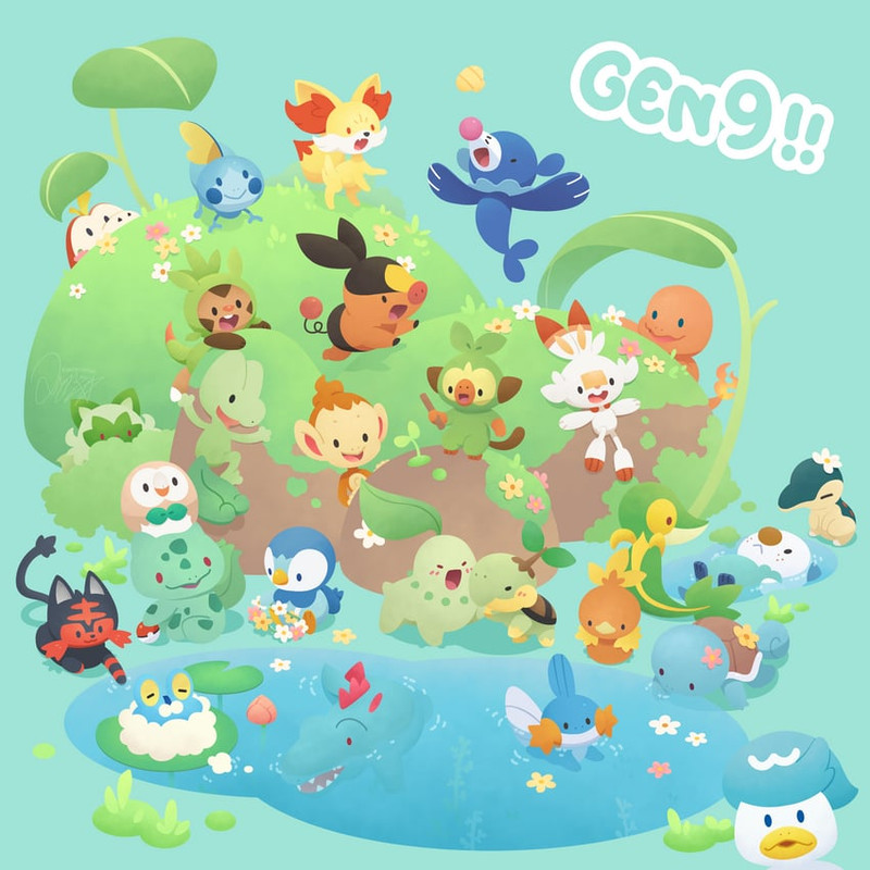 rowlet-piplup-bulbasaur-sprigatito-scorb