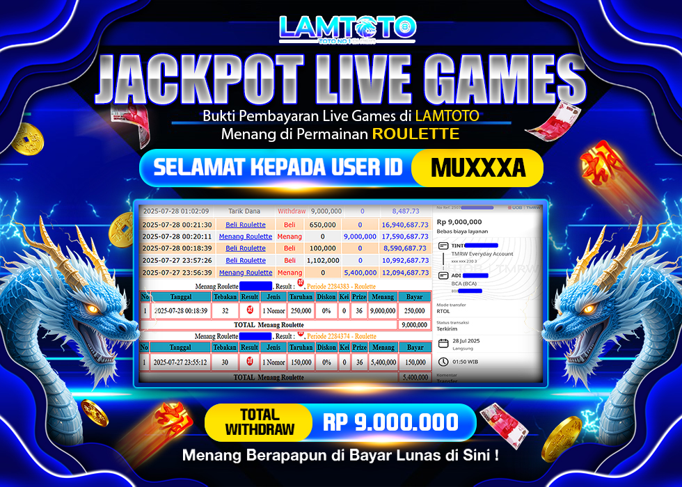 BUKTI JACKPOT LUNAS LAMTOTO
