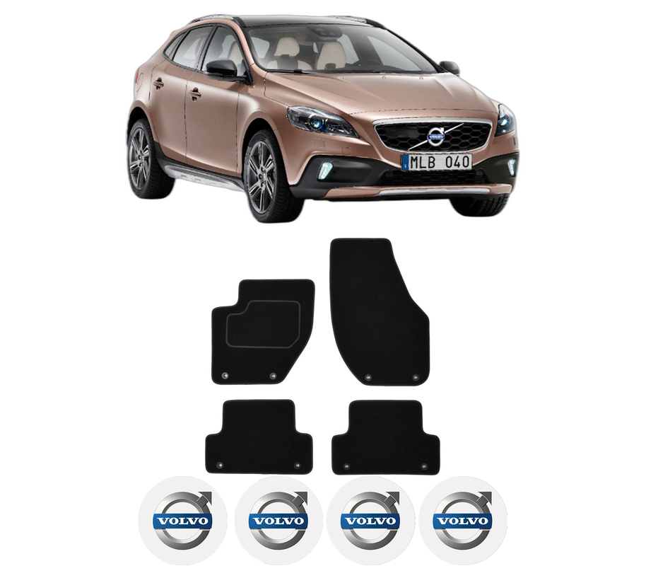 Set Covorase Presuri VOLVO V40 Cross Country (526) din 2012-2019, Auto, Material Textil Mocheta, 4 Stickere auto cu VOLVO