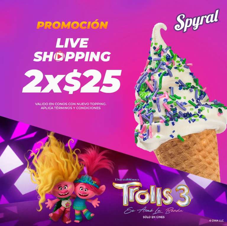 Cinépolis - $25 por 2 conos helado con topping