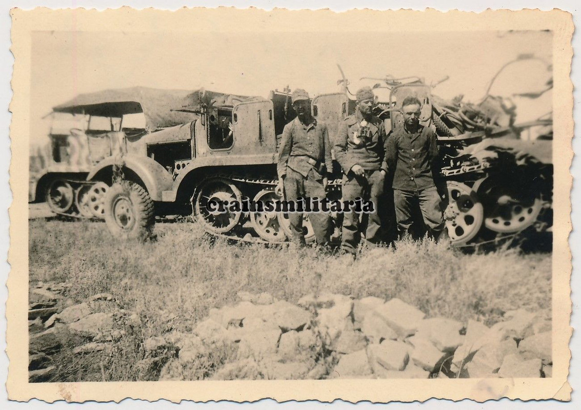 Orig. Foto zerstörte SdKfz 6 Halbkette m. Tarn Camo in Kamenka R