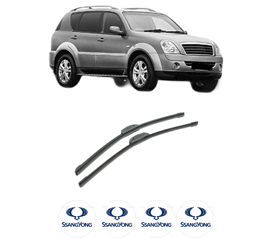 Set stergatoare auto SSANGYONG REXTON W / REXTON din 2012-2017, pentru parbriz auto, 2 bucati, Bosch Aerotwin Retrofit, din cauciuc siliconat rezistent, 4 Stickere Auto SSANGYONG