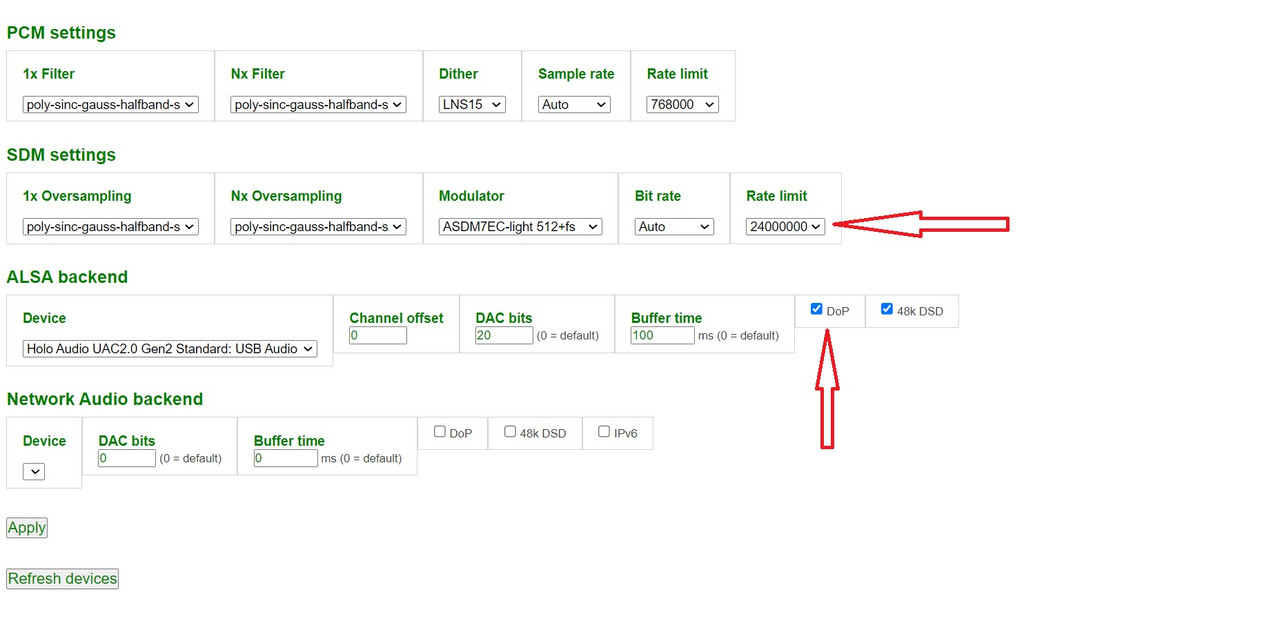 HQPe parametrage DOP coché