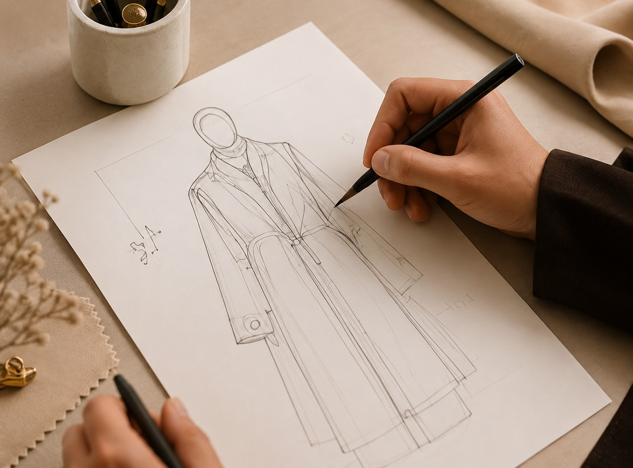 Timeless abaya design sketches
