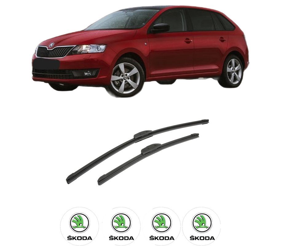 Set stergatoare auto SKODA RAPID Spaceback (NH1) din 2012-2019, pentru parbriz auto, 2 bucati, Bosch Aerotwin Retrofit, din cauciuc siliconat rezistent, 4 Stickere Auto SKODA
