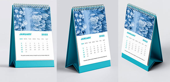 Desk Calendar PSD Mockups Templates - 3 Scenes